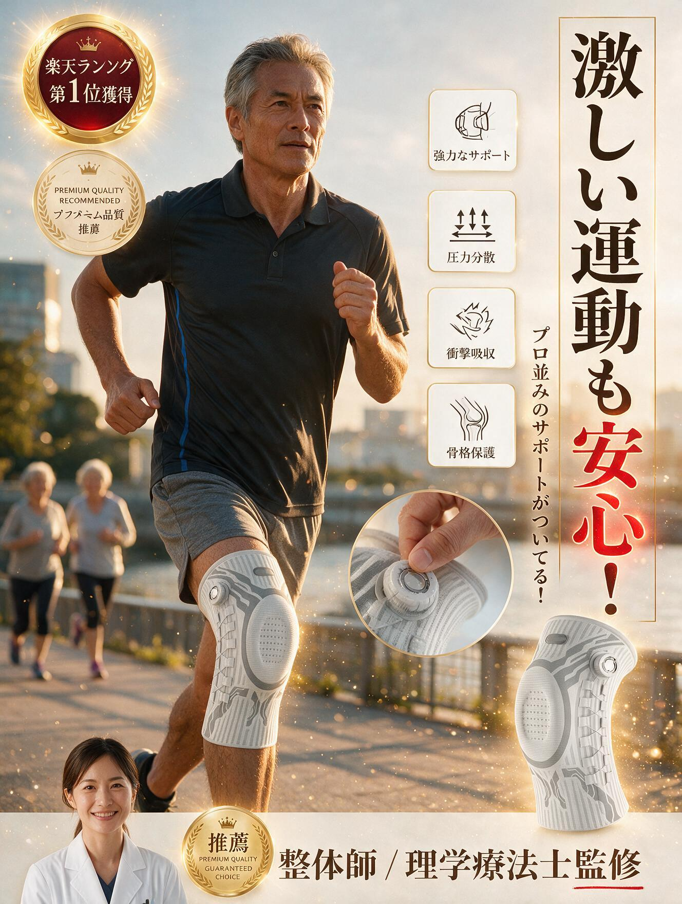 膝プロテクト360 — ダイヤル加圧式・歩行安定ニーサポーター